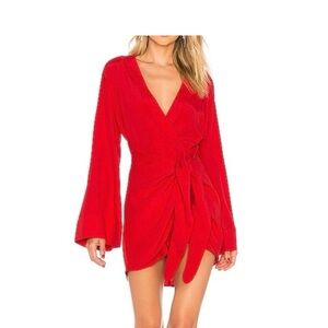 L'Academie Vibrant Red Wrap Dress